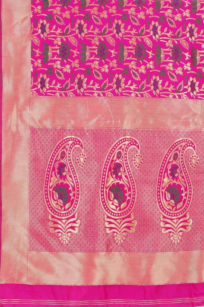 Women's Banarasi Silk Woven Design Pink Saree view 6