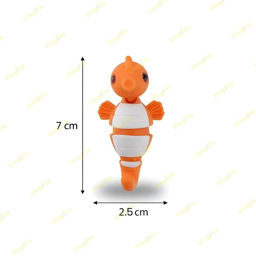 Vinglits Aqua Squad 3D Printed Keychains – Articulated Animal Toys, Pocket-Friendly Keyrings, Stress Relief Desk Toys for Kids & Adults, Collectible Accessories (Seahorse - Stickles) view 3