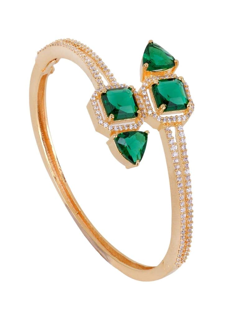 Gold plated Green AD studded handcrafted stylish Bracelet for Women & Girls view 2