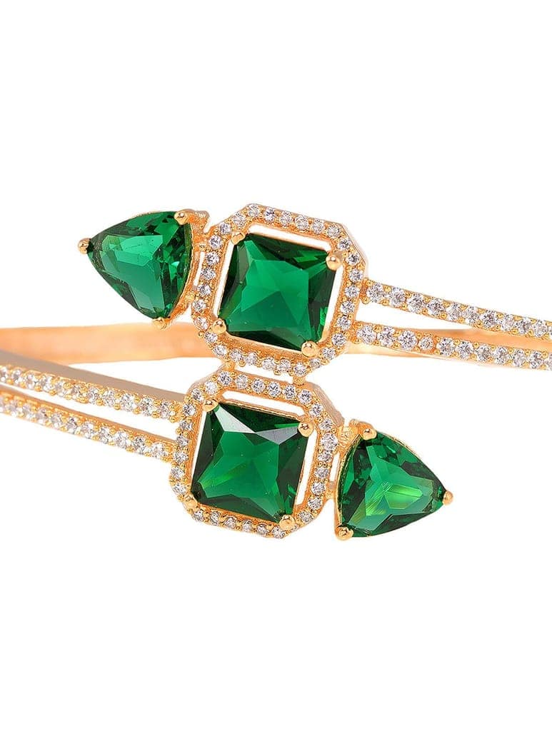 Gold plated Green AD studded handcrafted stylish Bracelet for Women & Girls view 4
