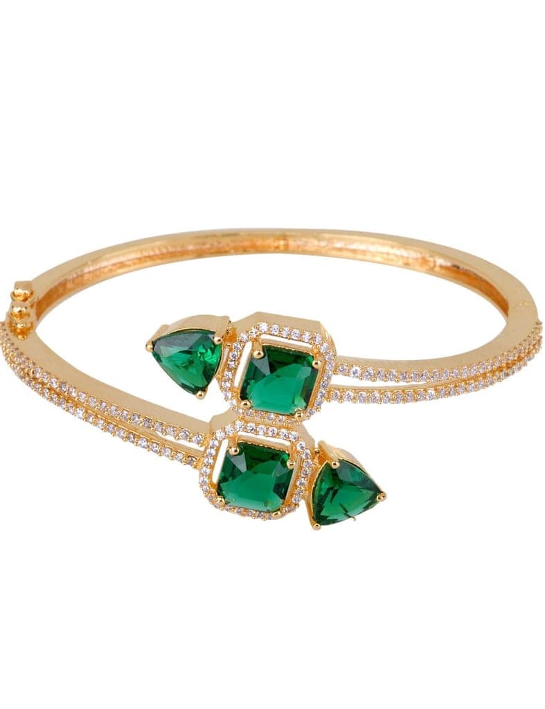 Gold plated Green AD studded handcrafted stylish Bracelet for Women & Girls view 6