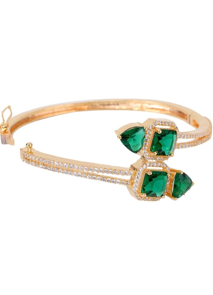 Gold plated Green AD studded handcrafted stylish Bracelet for Women & Girls view 7