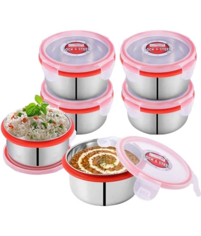 Dream Home Click n Lock 350 Steel Food Container Set of 6 350 mL