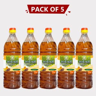 Pure Mustard Oil 5 ltr – Pack of 5 (1 Ltr × 5) by Agrobusiness Krishi Producer – Cold-Pressed, Natural & Farm-Fresh Kachhi Ghani Sarso Oil. (pack of 2)
