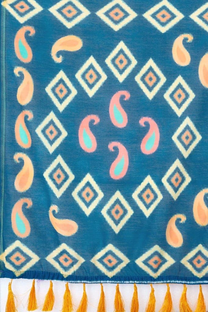 Women's Pure Cotton Floral Digital Print Multicolor Saree view 5