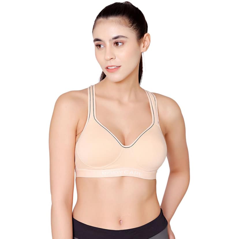Bodycare cotton spandex wirefree adjustable straps seamless padded sports bra-1615B