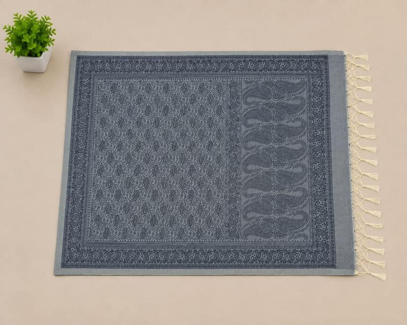 Banarasi Silk Stole Steel Blue Size: 180cm X 50cm