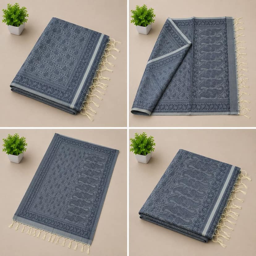 Banarasi Silk Stole Steel Blue Size: 180cm X 50cm view 2