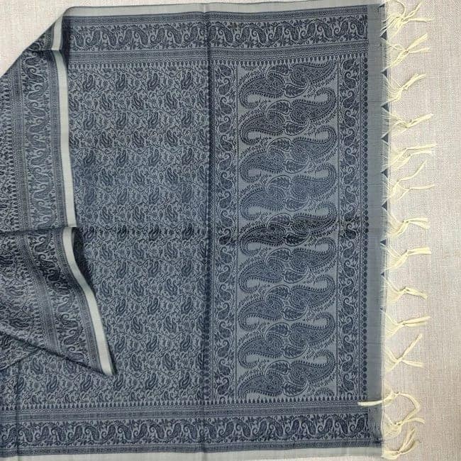 Banarasi Silk Stole Steel Blue Size: 180cm X 50cm view 3
