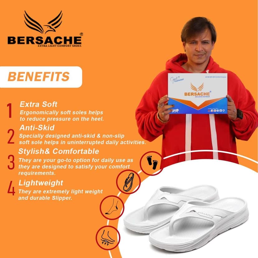 Bersache Extra Soft Classic Casual with Back Strap Regular wear with Ultra Soft & Flexibility Technology Slipper for Men's view 2