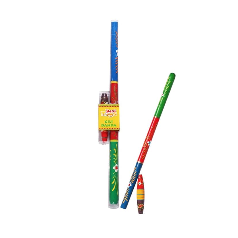 Desi Toys Gilli Danda | The Stick and Peg Game | Traditional Indian Kitti Pul | Classical & Nostalgic Gulli Danda | Outdoor Games | Wooden Viti & Dandu Included | for Kids & Family | for 8 Years & up