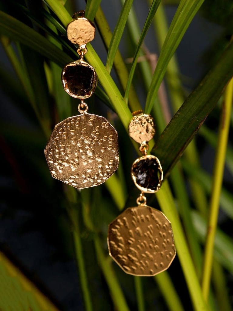 GoldToned & Brown Contemporary Drop Earrings view 5