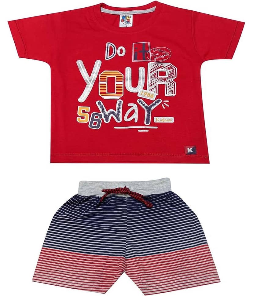 Kideon Pack of 1 Boys Cotton T-Shirt & Shorts Set ( Navy Blue )