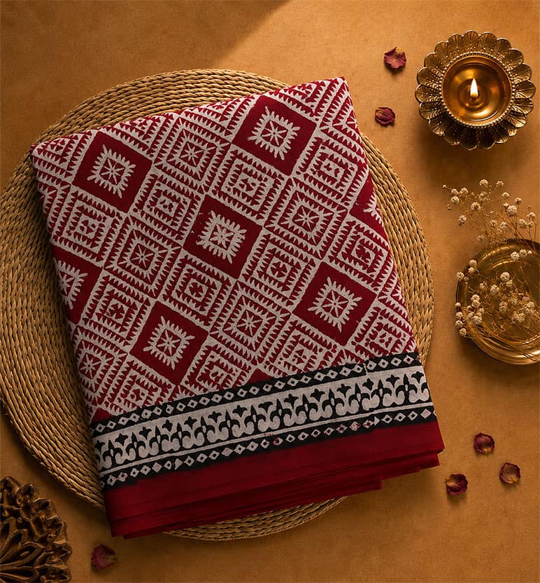 Hand Block Printed Bagh Cotton Saree