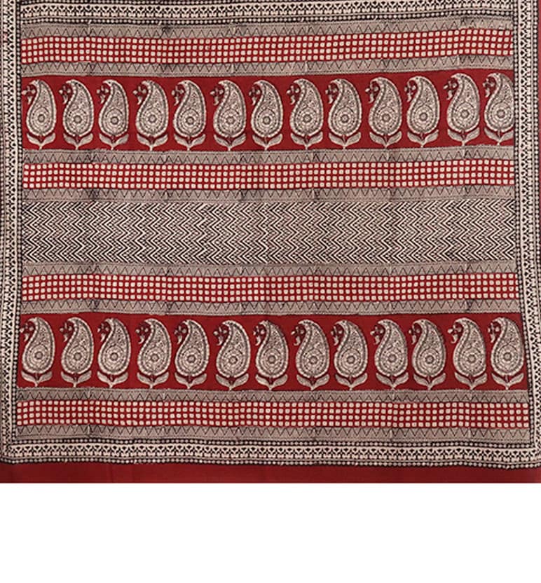 Hand Block Printed Bagh Cotton Saree view 2