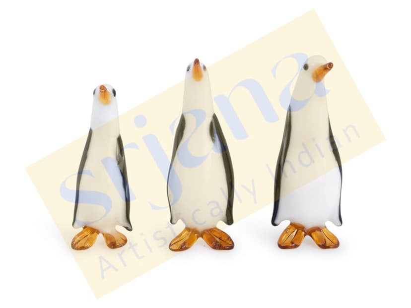 Srjana Hand Blown Glass Penguin Family of 3 view 2