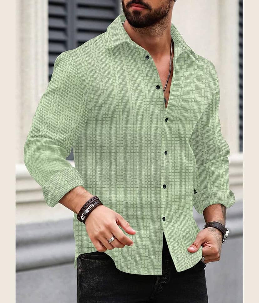Nofilter Poly Cotton Regular Fit Self Design Full Sleeves Men's Casual Shirt - Grey ( Pack of 1 )