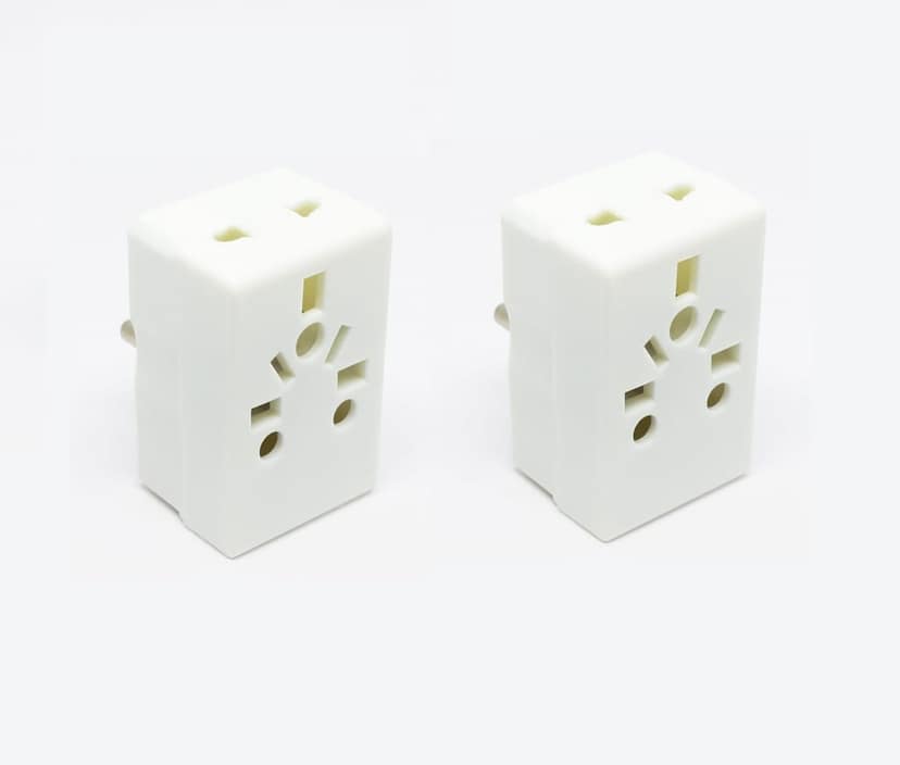 Multi Plug Adapter Sockets (Pack of 2) � Universal Mini Multi Plug Adapter | 3 Pin Plug & 2 Pin Socket | Compact Travel Plug Extension for Home, Office & Outdoor Use