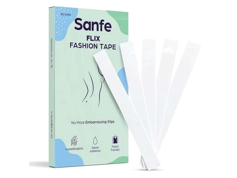Sanfe Flix Fashion Tape, Fabric Tape & Body Tape, 36 piece Double sided fashion tape, Backless support, Fabric friendly Adhesive