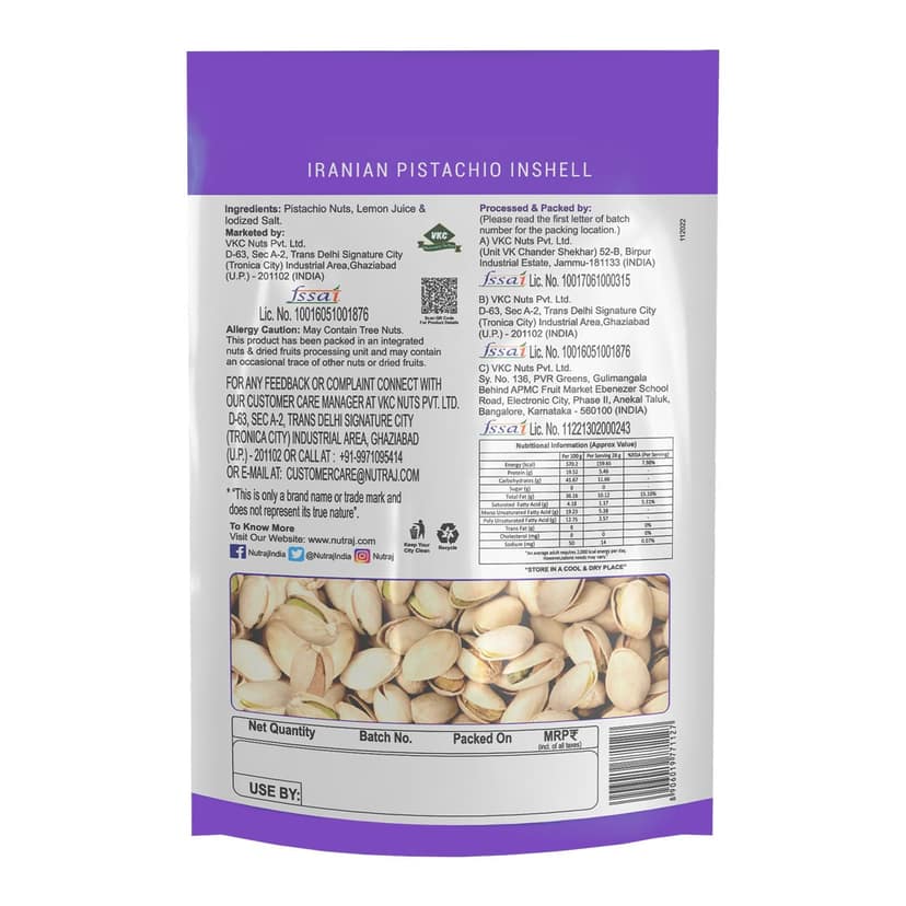Nutraj Iranian Roasted & Salted Pistachios Inshell (Pista) 200gm view 3