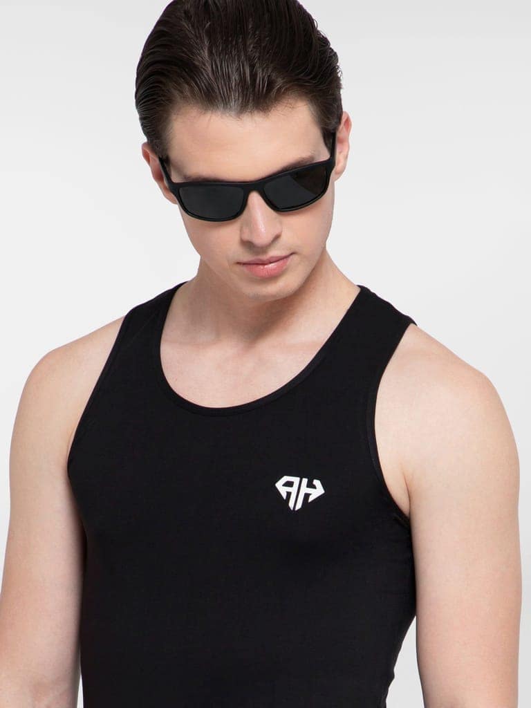 AH Gym Vest Black 4-Way Stretch view 2