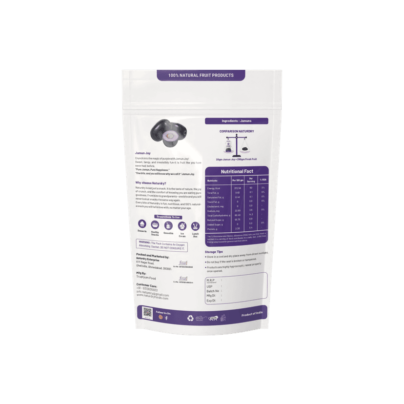 NaturDry Family Pack Freeze-Dried Jamun Joy | Healthy Fruit Snack, No Added Sugar | 20g - Pack of 3 view 2