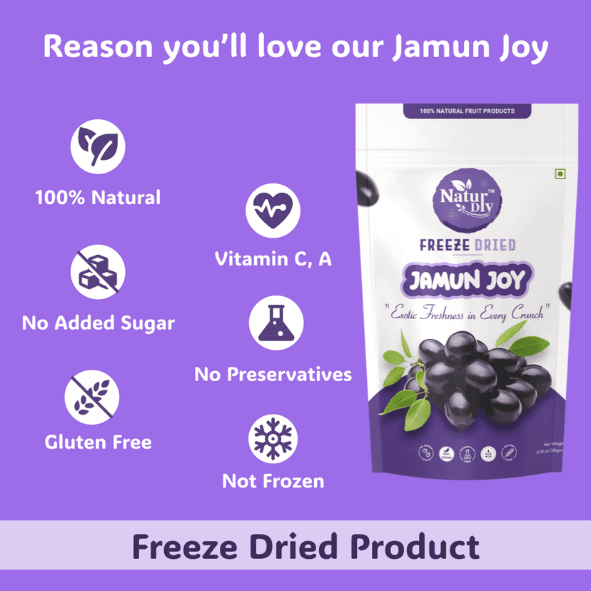 NaturDry Family Pack Freeze-Dried Jamun Joy | Healthy Fruit Snack, No Added Sugar | 20g - Pack of 3 view 3