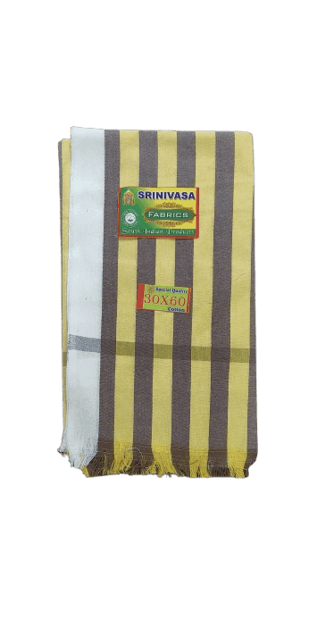 SRINIVASA Cotton Towel with Checks - White and Brown