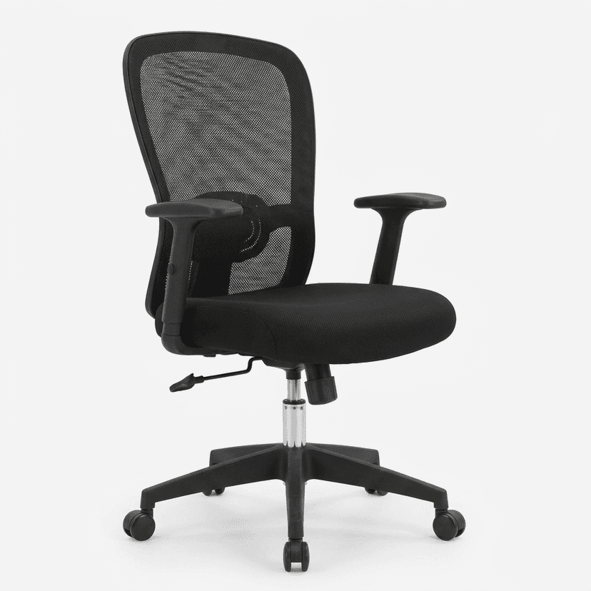 Black Mesh High-Back Office Chair with Lumbar Support and Adjustable Arms