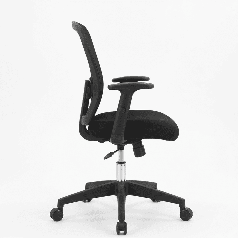 Black Mesh High-Back Office Chair with Lumbar Support and Adjustable Arms view 2