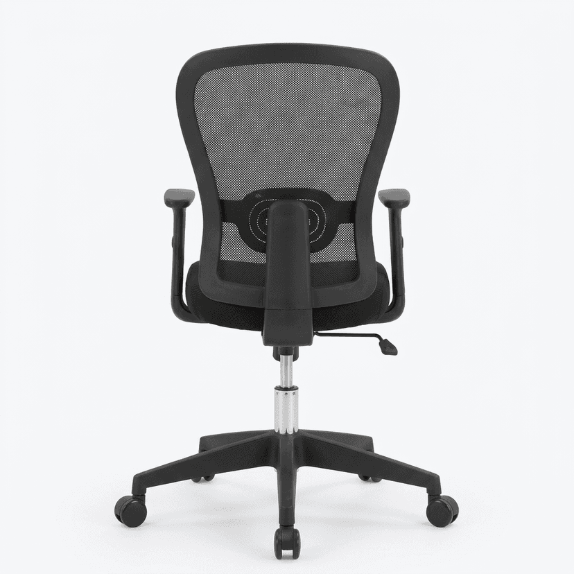 Black Mesh High-Back Office Chair with Lumbar Support and Adjustable Arms view 3