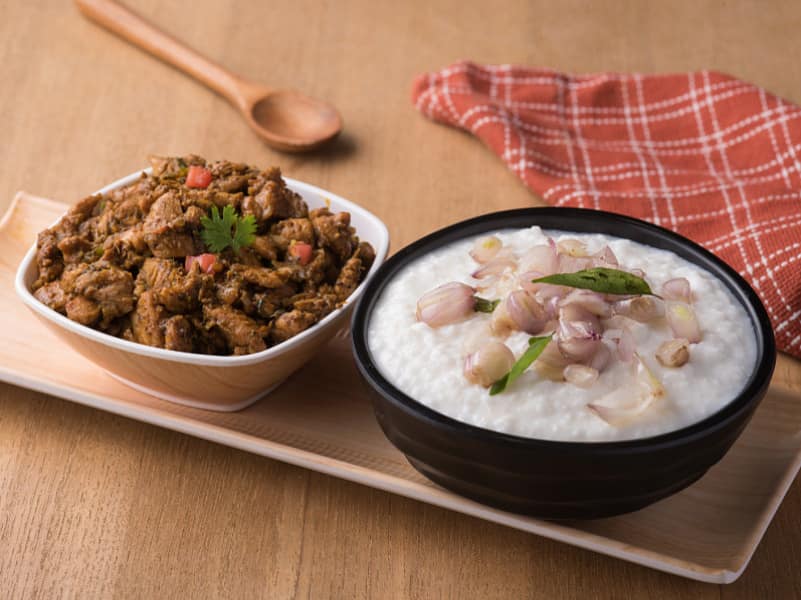 Curd rice + kozhi chukka