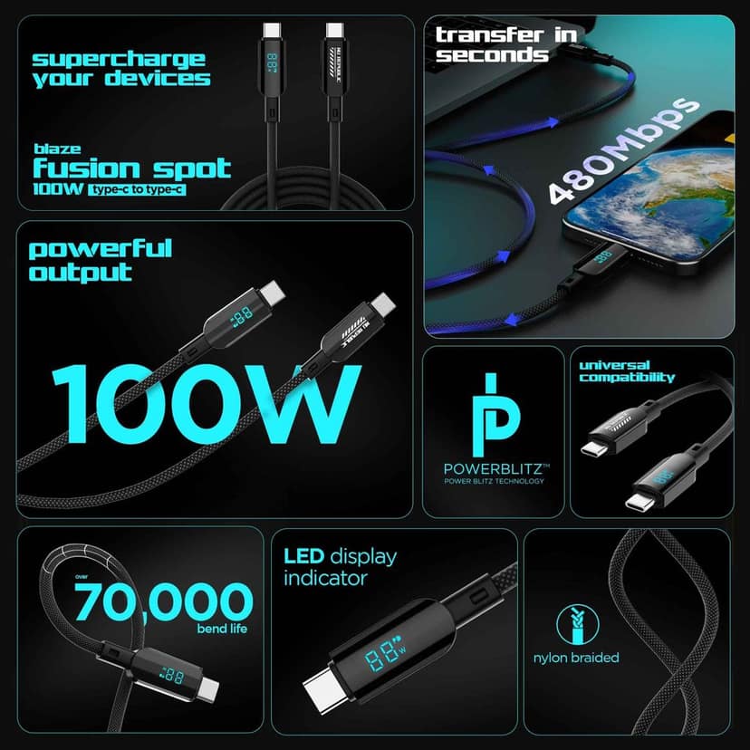 Blaze Fusion Spot LED Display Cable (Type-C to Type-C) view 3