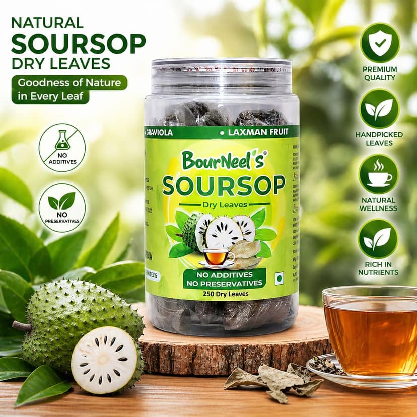BourNeel's® Soursop Dry Leaves, 250 Loose Leaves |No Preservatives | Healthy Graviola Laxman Phal Dry Leaves | High Vitamin C |Soursop Kadha Tea | view 5