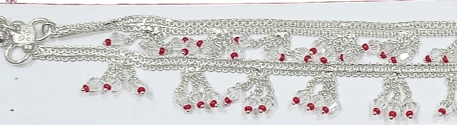 92.5 Silver Traditional Indian Anklet Payal With Small Bells view 3