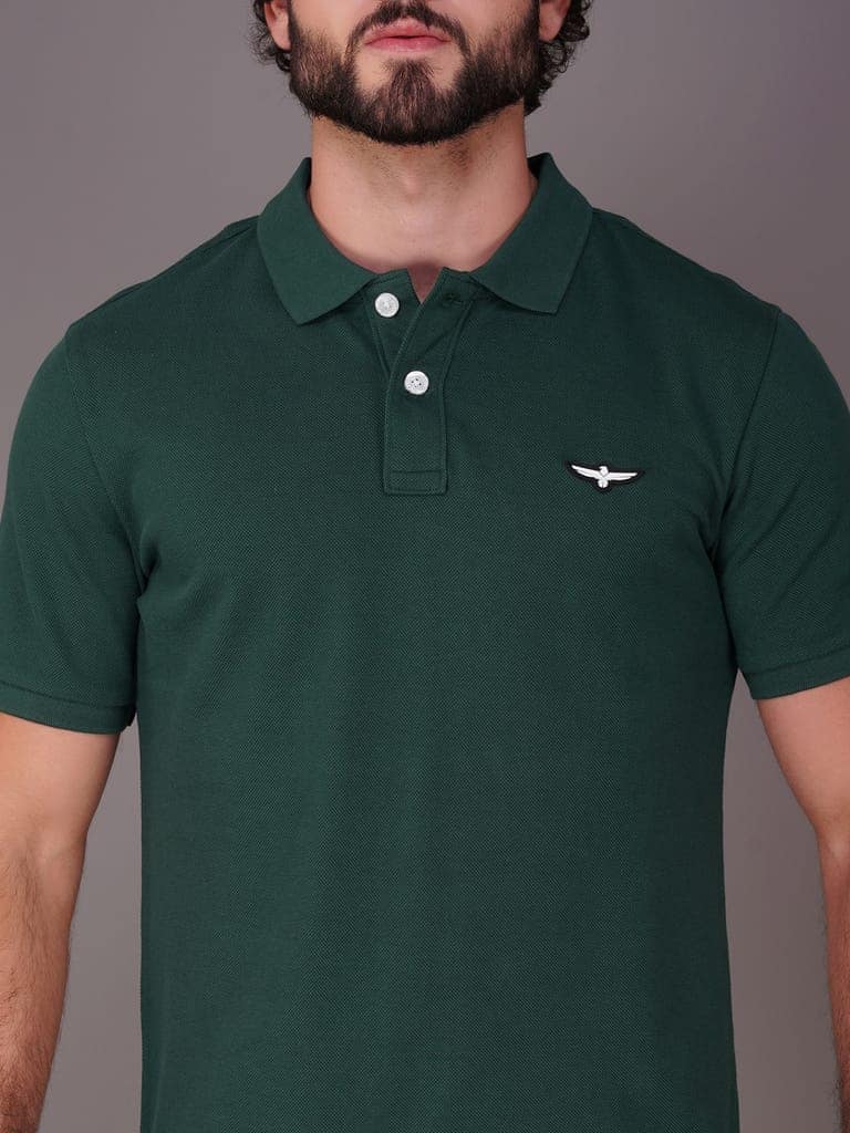 Solid Polo Shirt-GREEN view 7
