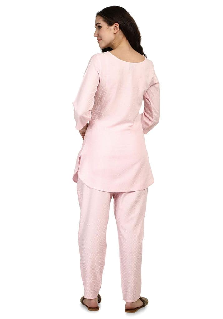 SHOPPING QUEEN Women's Heavy Rayon Night wear Top and Pyjama Set view 3