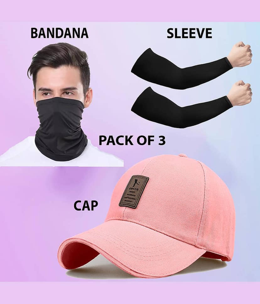 Bolax Pack of 3 Cotton Men's Cap ( Pink )