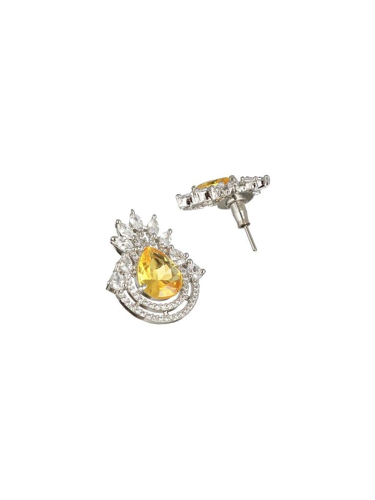 Silver Plated Yellow Citrine CZ Studded Designer Locket Jewellery set view 5