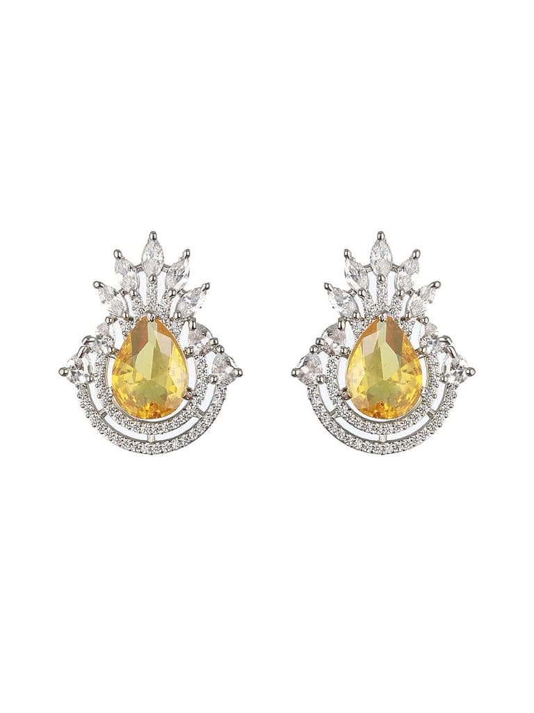 Silver Plated Yellow Citrine CZ Studded Designer Locket Jewellery set view 6