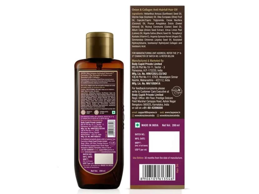 WOW Skin Science Onion Black Seed Hair Oil-200 mL view 2