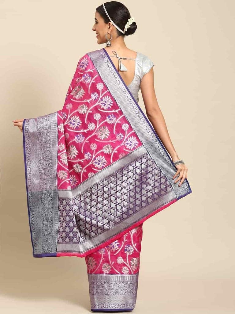 Women's Brocade Soft Silk Zari Woven Saree With Unstiched Blouse Piece view 2