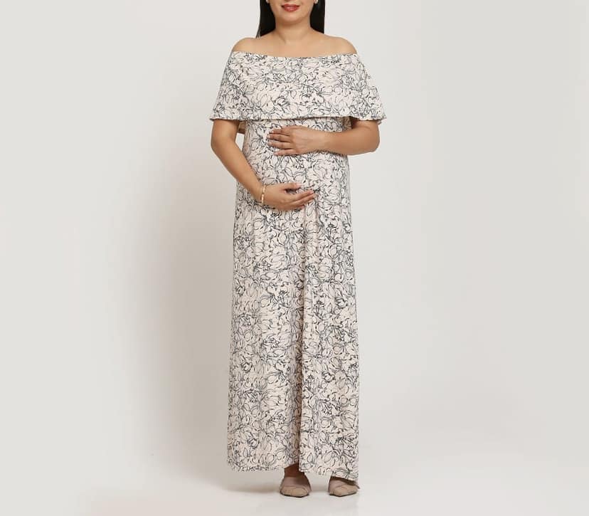 Off Shoulder Ankle length Aria Maternity Dress