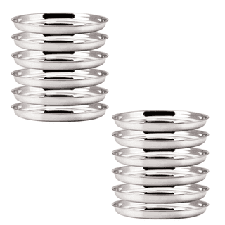 SHINI LIFESTYLE Stainless Steel Traditional Dinner Plate/ Khumcha Thali/ dinner thali(Dia-32cm, 12Pc)