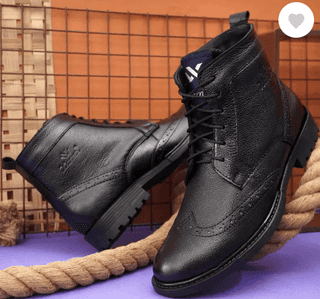 Warnex Brogues Boot Genuine Leather for Men Brogues For Men (Black , 6)