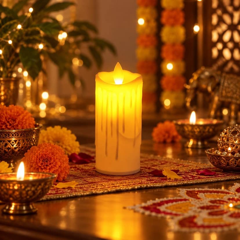 Flameless LED Pillar Candle for Festive Table and Home Decor (3 Pc) view 3