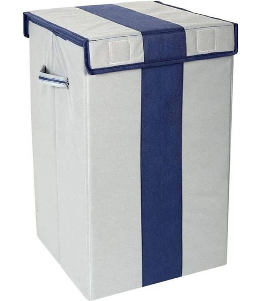 75 L Foldable Storage Box/Laundry Bag for Clothes|Toy Storage Box with Lid & Handle,Beige & Purple (Pack of 1 )