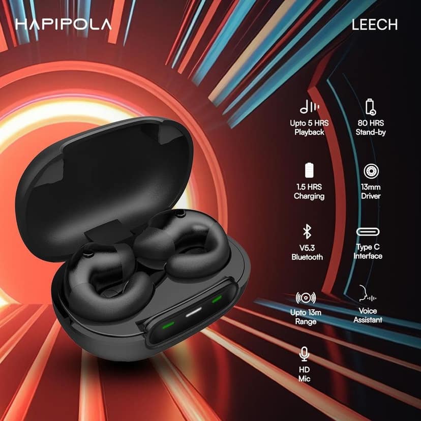 HAPIPOLA Leech Ear Buds Clip On Earbuds Open Ear Headphones Bone Conduction Earbuds OWS view 5