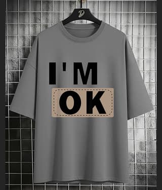 AUSK Men Cotton Blend Oversized Fit Printed T-Shirt ( Grey )