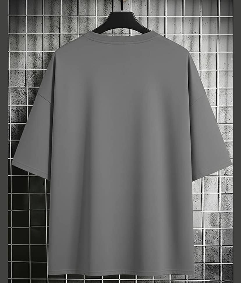 AUSK Men Cotton Blend Oversized Fit Printed T-Shirt ( Grey ) view 2